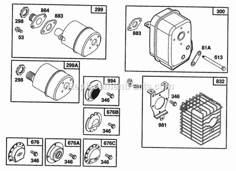Mufflers Muffler Deflectors Diagram and Parts List for 082232-0386-01  Briggs and Stratton Engine